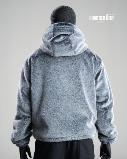 FROST – Grey Faux Fur Hooded Jacket