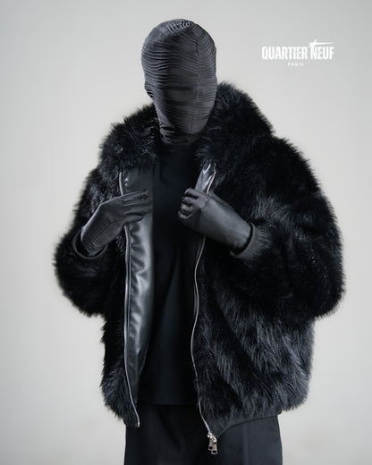 SHADOW – Black Faux Fur Hooded Jacket