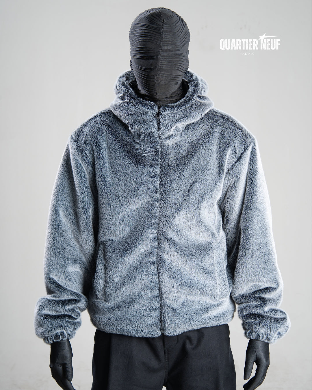 FROST – Grey Faux Fur Hooded Jacket