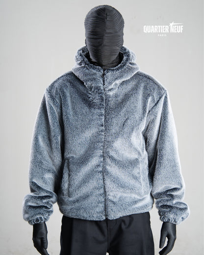 FROST – Grey Faux Fur Hooded Jacket