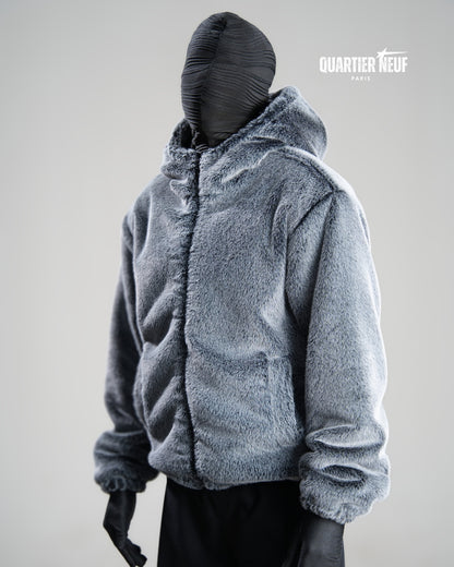 FROST – Grey Faux Fur Hooded Jacket